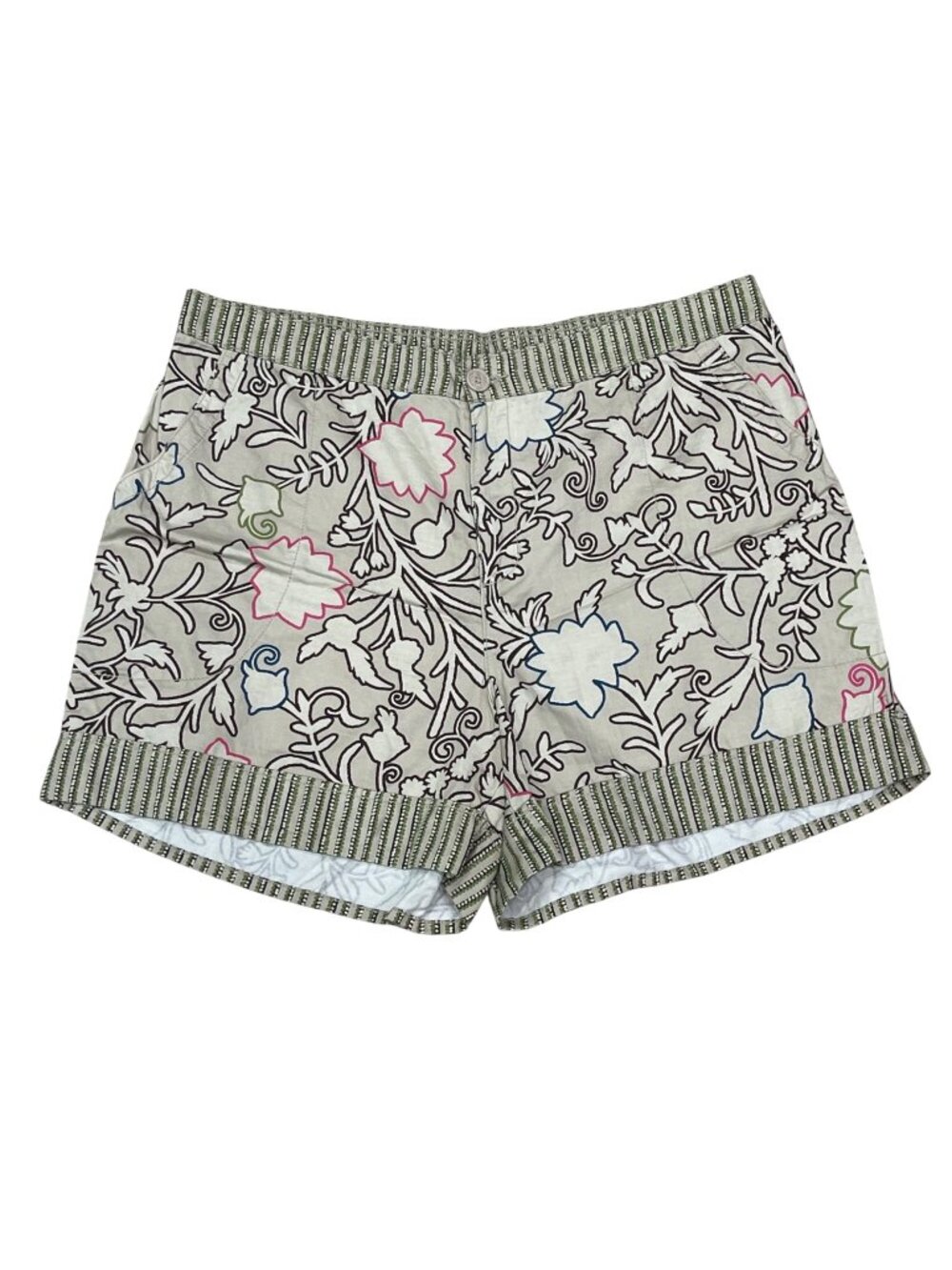Knox Rose Floral Shorts Women's Plus Size XXL Cotton Lyocell Pockets Neutral